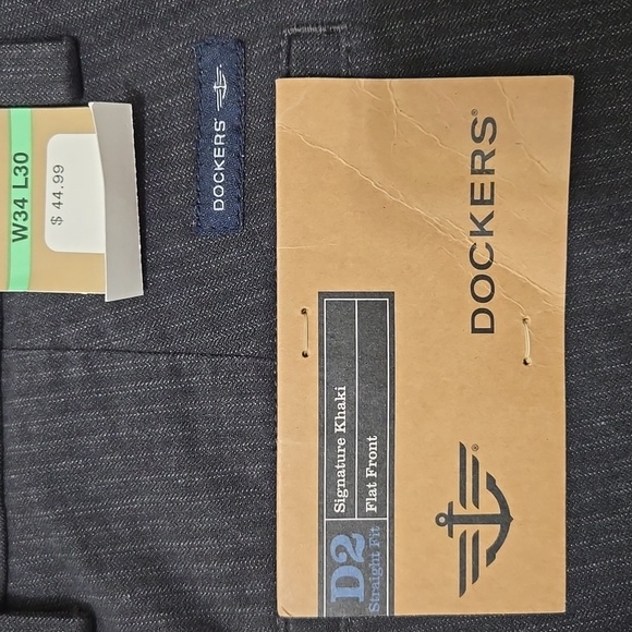 Dockers DARK GRAY NWT Dress Pants Straight-Leg Classic STRIPE 34W 30L NWT - Picture 4 of 7